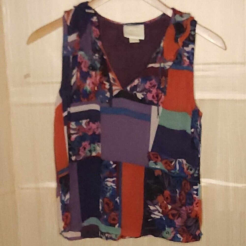 Maeve Anthropologie Sleeveless Silky Bright Colorful Top Small